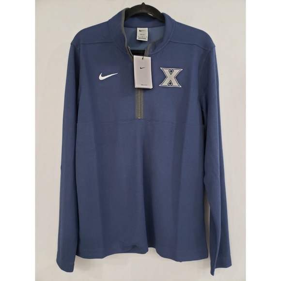 NEW MEN MEDIUM XAVIER UNIVERSITY MUSKETEERS NCAA Nike Quarter Zip Pullover Shirt